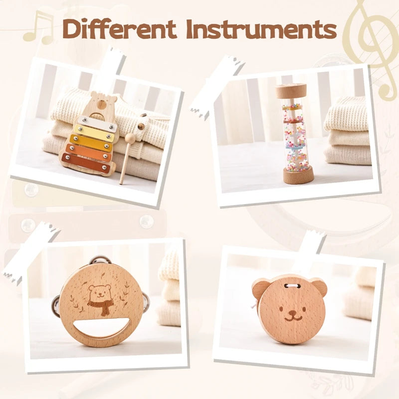 5PC Baby Montessori Wooden Musical Instruments Toys