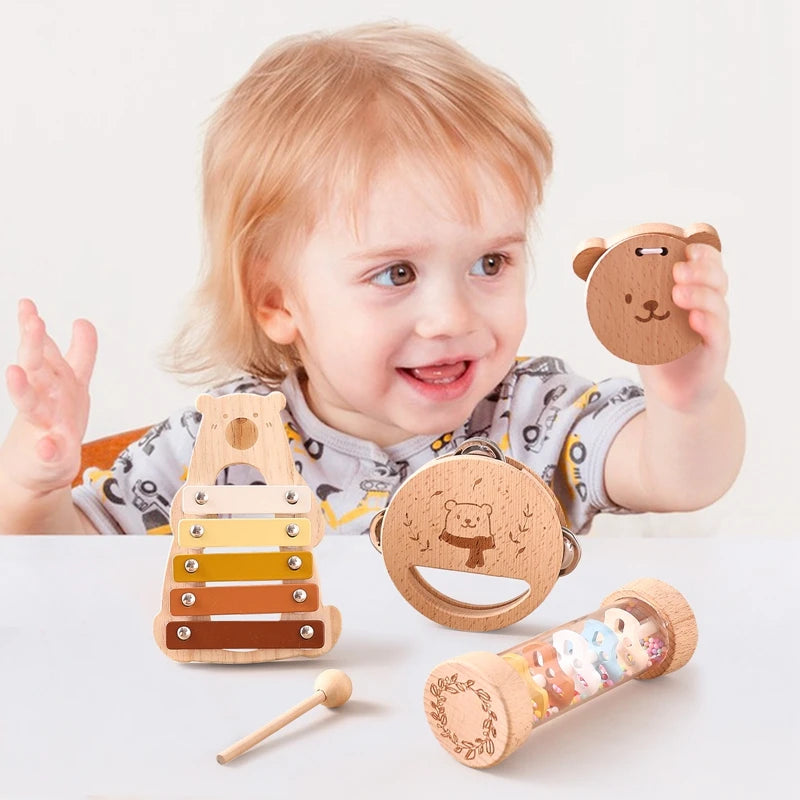 5PC Baby Montessori Wooden Musical Instruments Toys